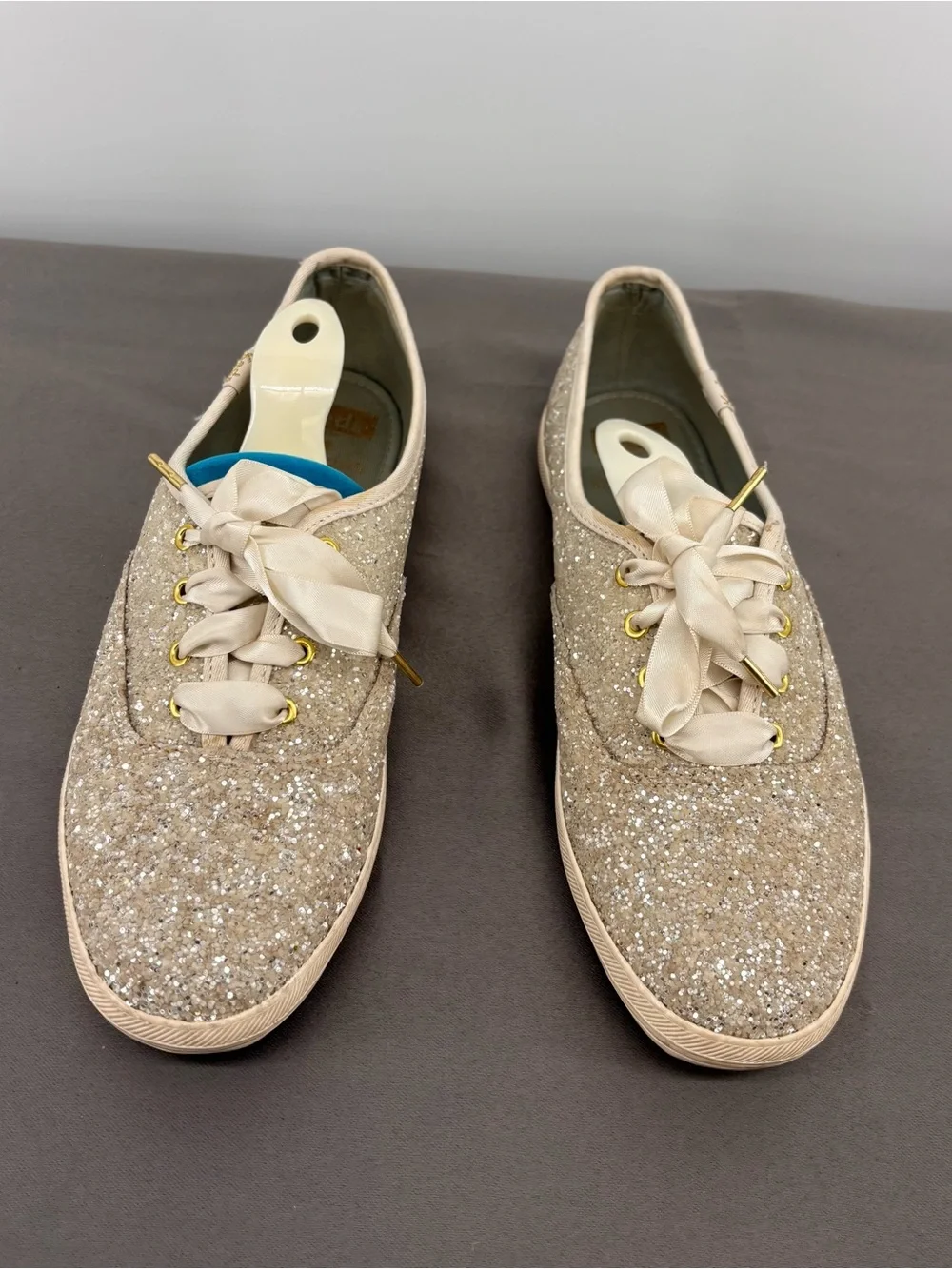 Kate Spade and Keds Women's Glitter Lace-Up Sneakers in Champagne